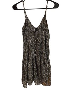 Together Black Floral Spaghetti-Strap Dress with Yellow Accents